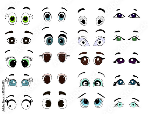 Isolated expression cartoon doodle eyes icon set