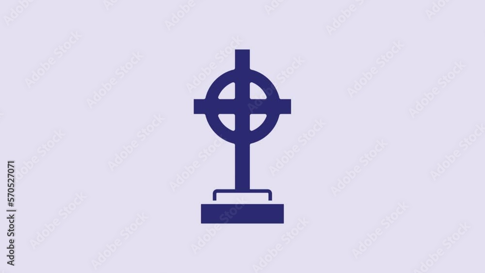 Blue Grave with cross icon isolated on purple background. 4K Video motion graphic animation Blue Grave with cross icon isolated on purple background. 4K Video motion graphic animation