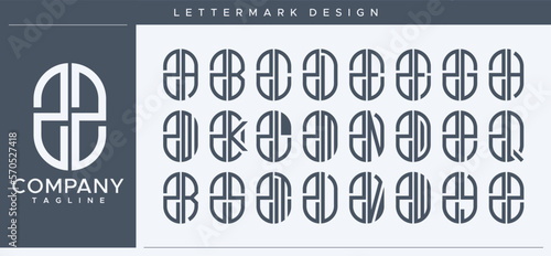 Modern line abstract tube capsule initial Z ZZ letter logo set