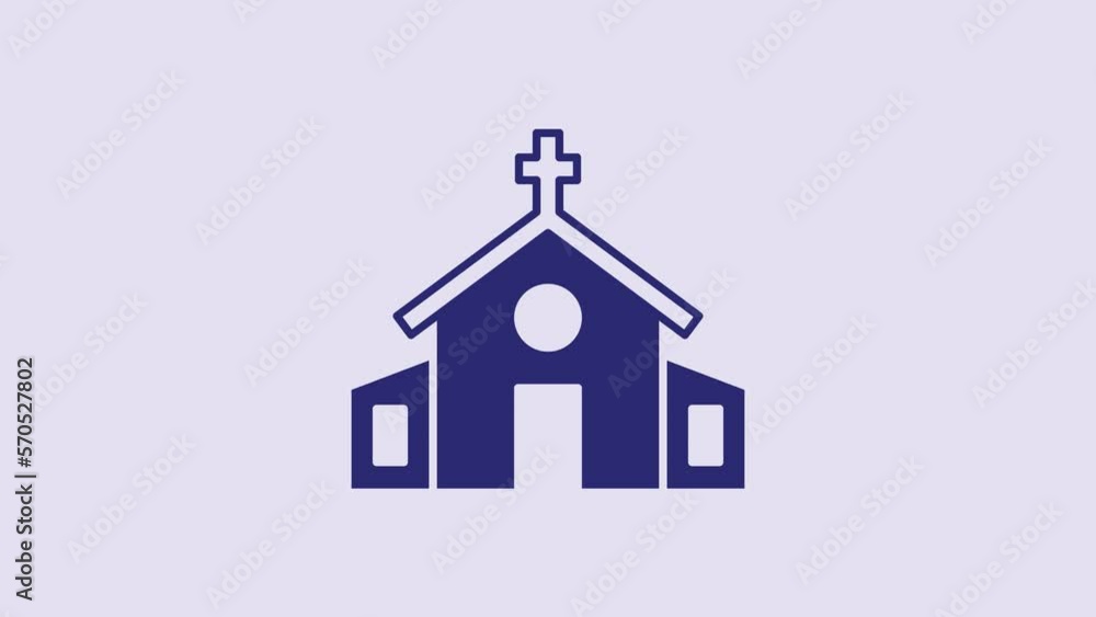 Blue Church building icon isolated on purple background. Christian Church. Religion of church. 4K Video motion graphic animation Blue Church building icon isolated on purple background. Christian Church. Religion of church. 4K Video motion graphic animation