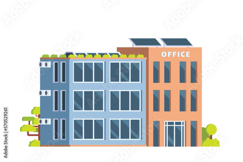 Vector office city building flat design illustration element