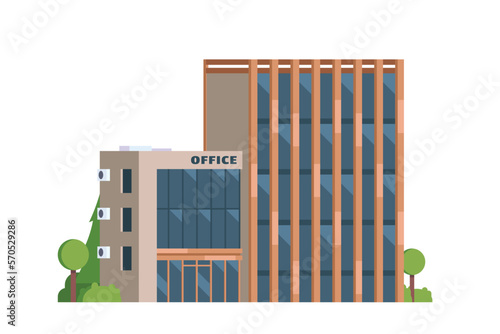 Vector office city building flat design illustration element