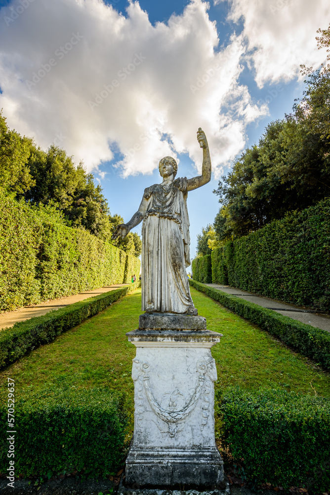 A statue in the Boboli gardens of Palazzo Pitti in Florence.