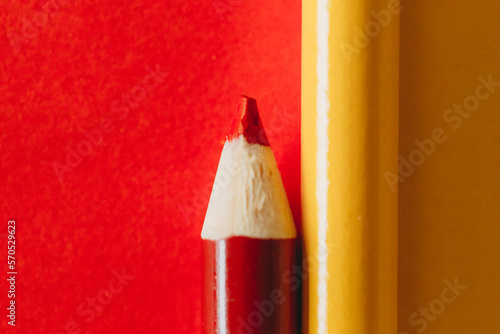Macro Red and Yellow Coloring Pencils