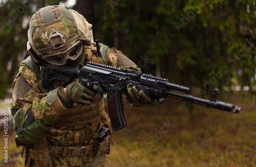 soldier modern equipment with a gun