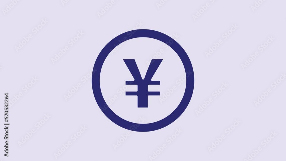 Blue Chinese Yuan currency symbol icon isolated on purple background. Coin money. Banking currency sign. Cash symbol. 4K Video motion graphic animation Blue Chinese Yuan currency symbol icon isolated on purple background. Coin money. Banking currency sign. Cash symbol. 4K Video motion graphic animation