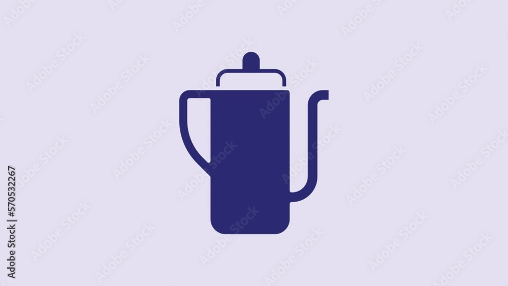 Blue Traditional Chinese tea ceremony icon isolated on purple background. Teapot with cup. 4K Video motion graphic animation Blue Traditional Chinese tea ceremony icon isolated on purple background. Teapot with cup. 4K Video motion graphic animation