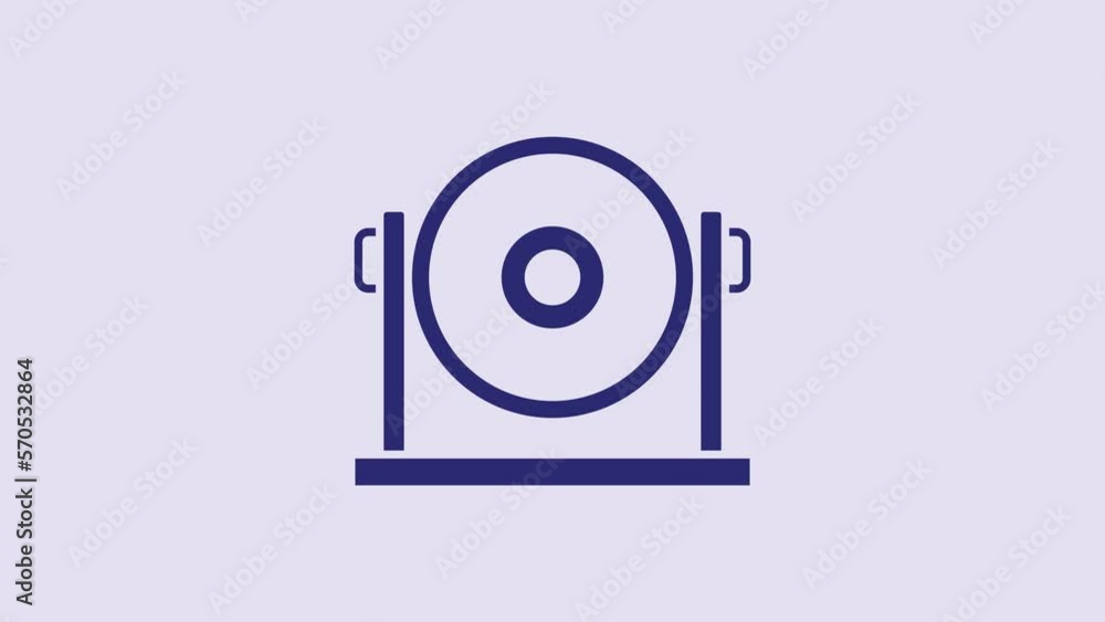 Blue Gong musical percussion instrument circular metal disc icon isolated on purple background. 4K Video motion graphic animation Blue Gong musical percussion instrument circular metal disc icon isolated on purple background. 4K Video motion graphic animation
