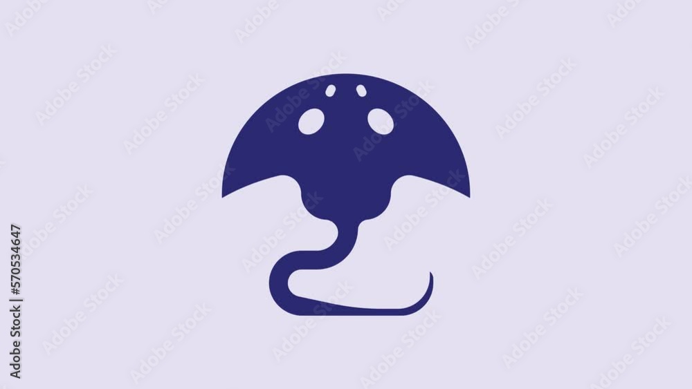 Blue Stingray icon isolated on purple background. 4K Video motion graphic animation Blue Stingray icon isolated on purple background. 4K Video motion graphic animation