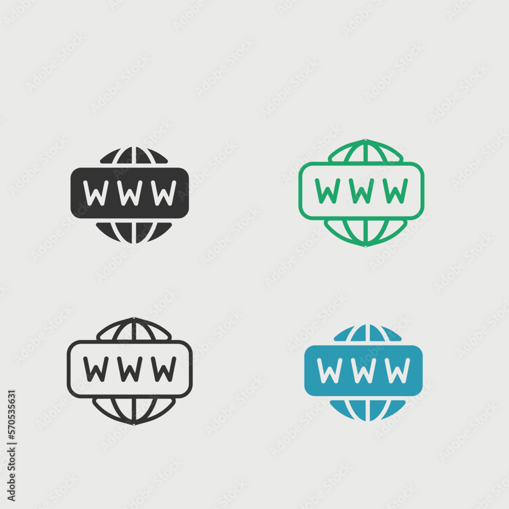 Obraz premium World Wide Web solid art vector icon isolated on white background. filled symbol in a simple flat trendy modern style for your website design, logo, and mobile app