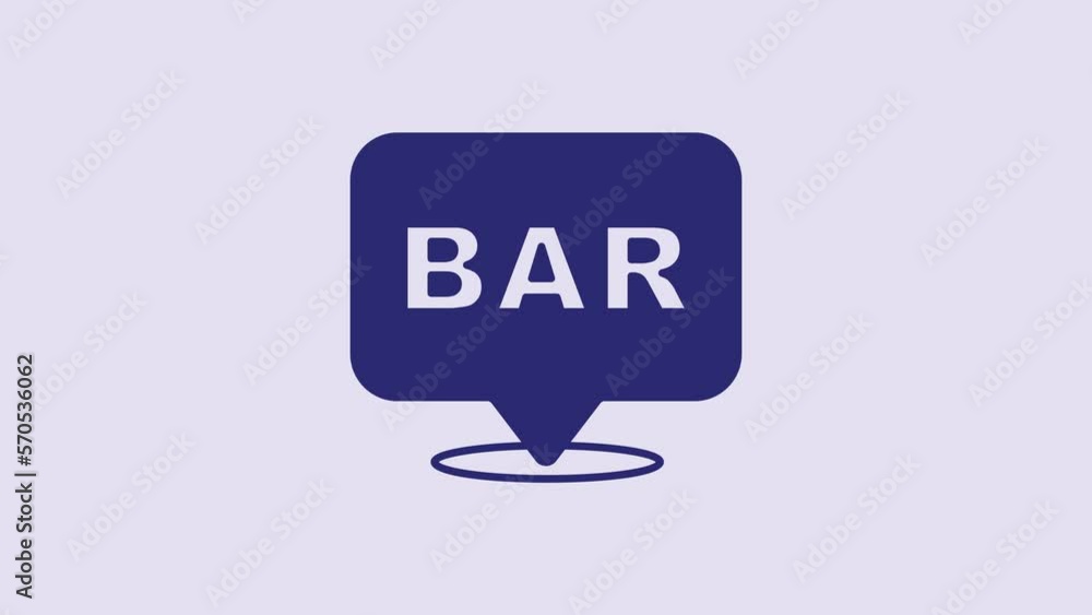 Blue Alcohol or beer bar location icon isolated on purple background. Symbol of drinking, pub, club, bar. 4K Video motion graphic animation Blue Alcohol or beer bar location icon isolated on purple background. Symbol of drinking, pub, club, bar. 4K Video motion graphic animation