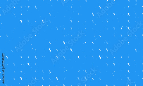 Seamless background pattern of evenly spaced white falling rocket symbols of different sizes and opacity. Vector illustration on blue background with stars