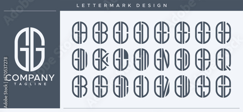 Modern line abstract tube capsule initial G GG letter logo set