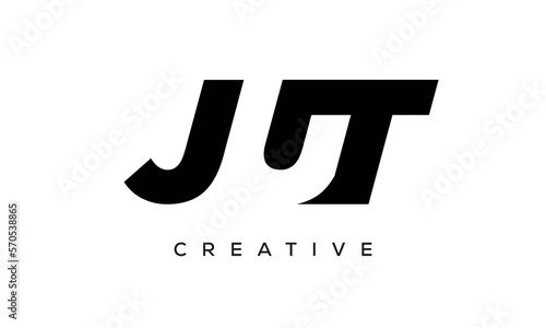 JUT letters negative space logo design. creative typography monogram vector