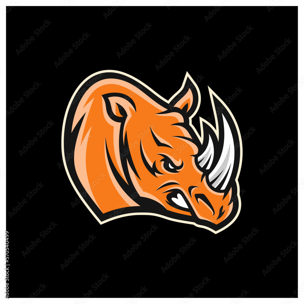 Obraz premium Rhino head mascot esport logo template, Rhino logo design vector