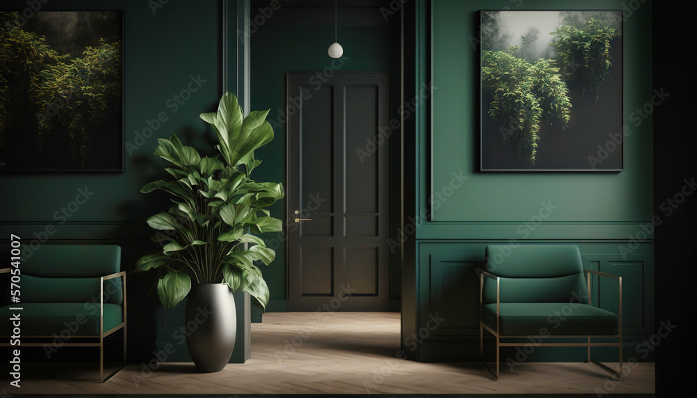 Minimalist, modern green style interior design idea. Generative AI Minimalist, modern green style interior design idea. Generative AI