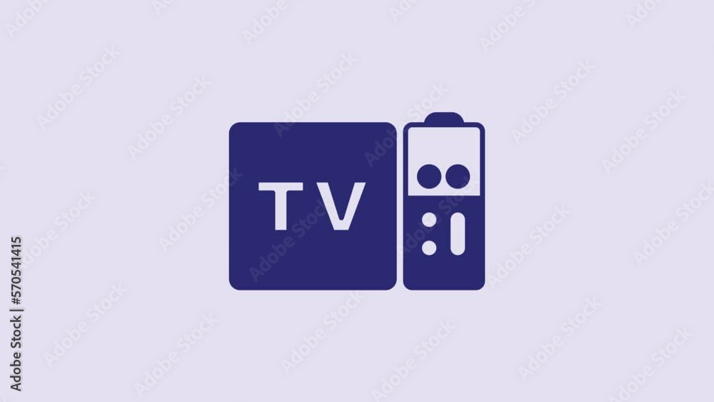 Blue Multimedia and TV box receiver and player with remote controller icon isolated on purple background. 4K Video motion graphic animation Blue Multimedia and TV box receiver and player with remote controller icon isolated on purple background. 4K Video motion graphic animation