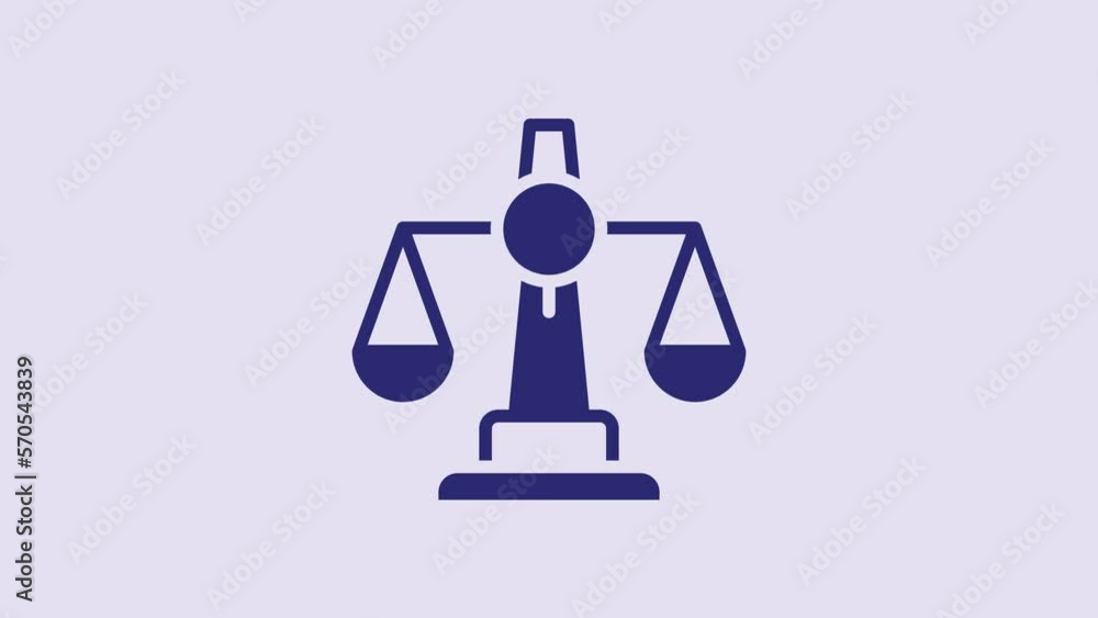 Blue Scales of justice icon isolated on purple background. Court of law symbol. Balance scale sign. 4K Video motion graphic animation Blue Scales of justice icon isolated on purple background. Court of law symbol. Balance scale sign. 4K Video motion graphic animation