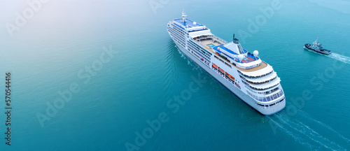 Cruise Ship, Cruise Liners beautiful white cruise ship above luxury cruise in the ocean sea at early in the morning time concept exclusive tourism travel on holiday take at early morning