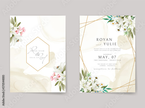 Elegant white floral wedding invitation card