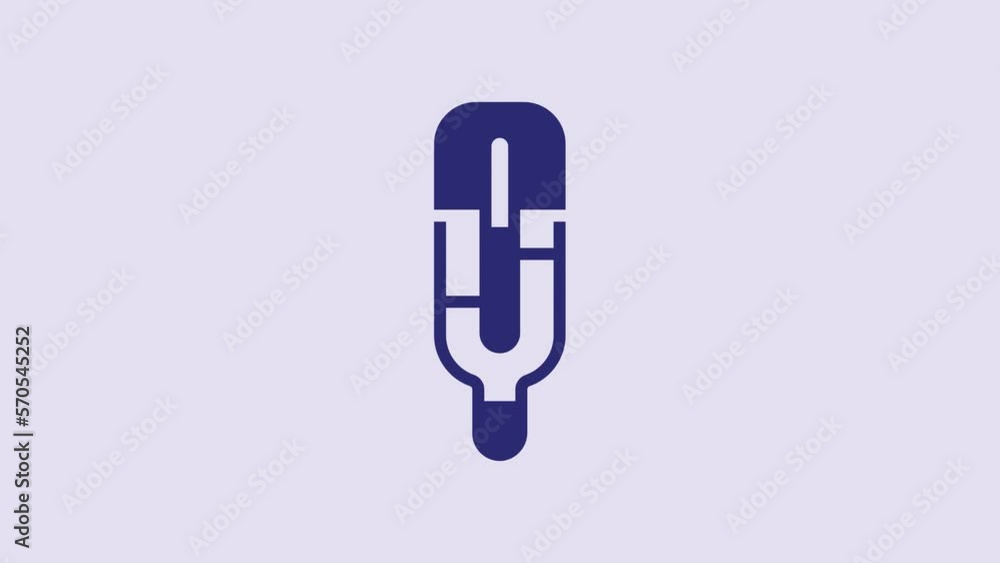 Blue Medical thermometer for medical examination icon isolated on purple background. 4K Video motion graphic animation Blue Medical thermometer for medical examination icon isolated on purple background. 4K Video motion graphic animation
