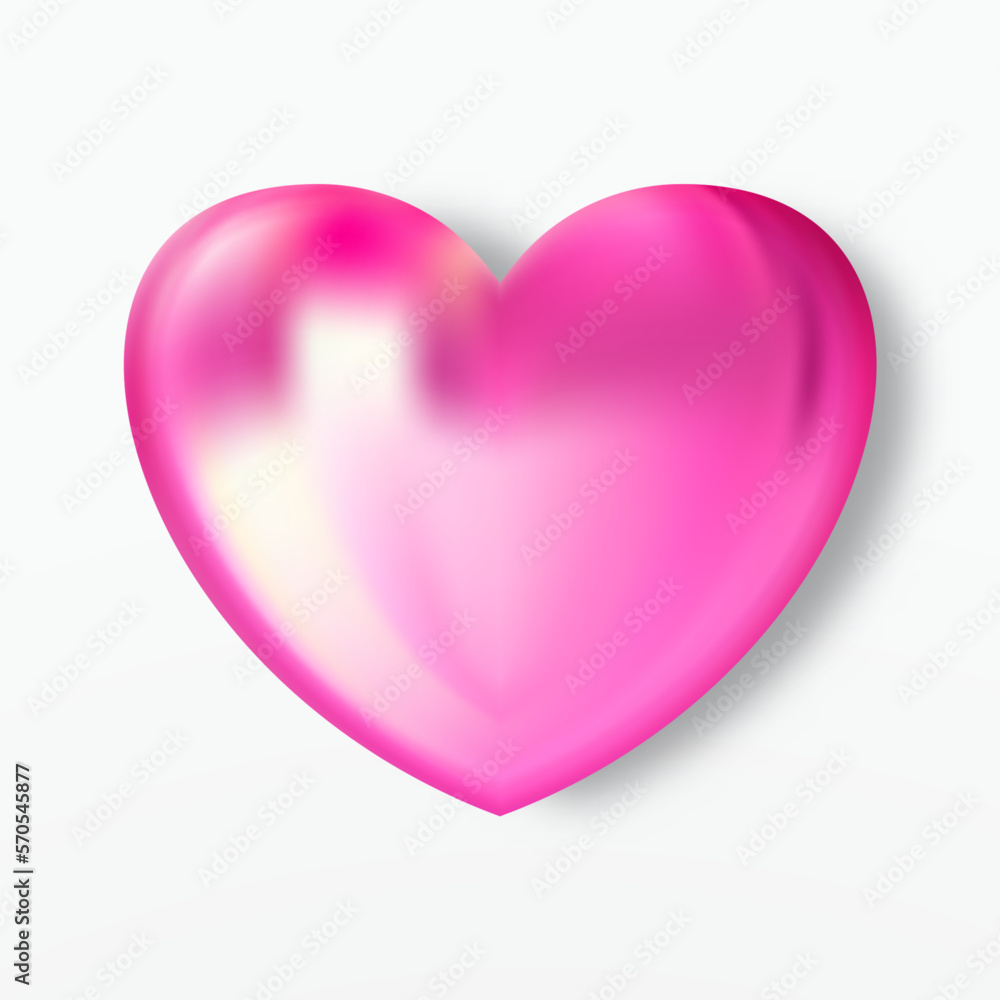 Pink realistic heart vector icon. Romantic symbol of Love