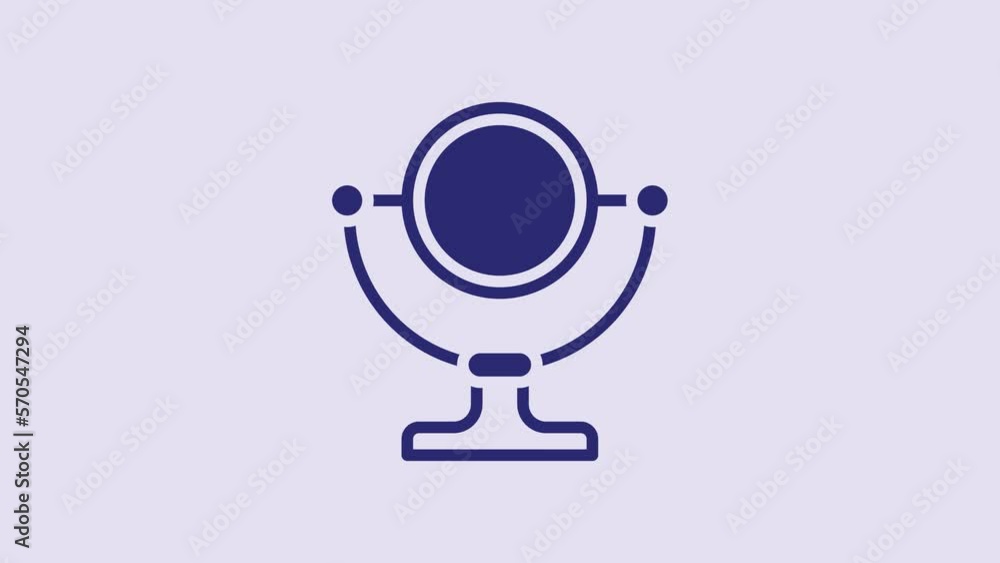 Blue Round makeup mirror icon isolated on purple background. 4K Video motion graphic animation Blue Round makeup mirror icon isolated on purple background. 4K Video motion graphic animation