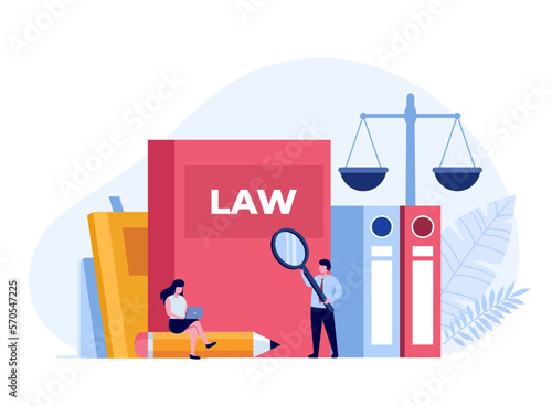 Law and justice scenes. lawyer consulting client. Legal advice concept. Flat vector illustration banner