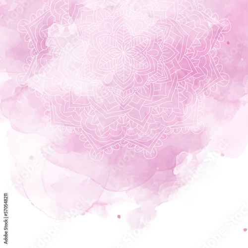 Decorative mandala design on a watercolour background