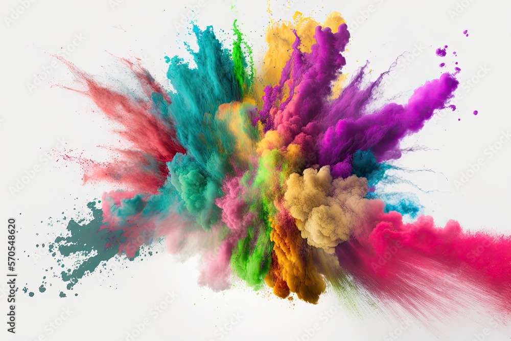 art clor colorful splash holi rainbow color powder explosion Generative AI.