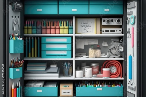 Organized and Well-Stocked Office Supply Closet © Manuel