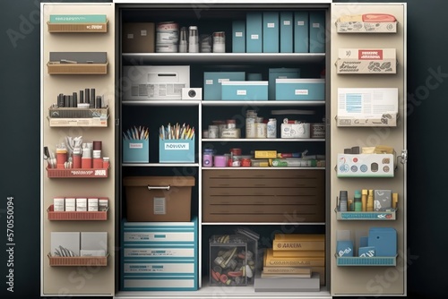 Organized and Well-Stocked Office Supply Closet