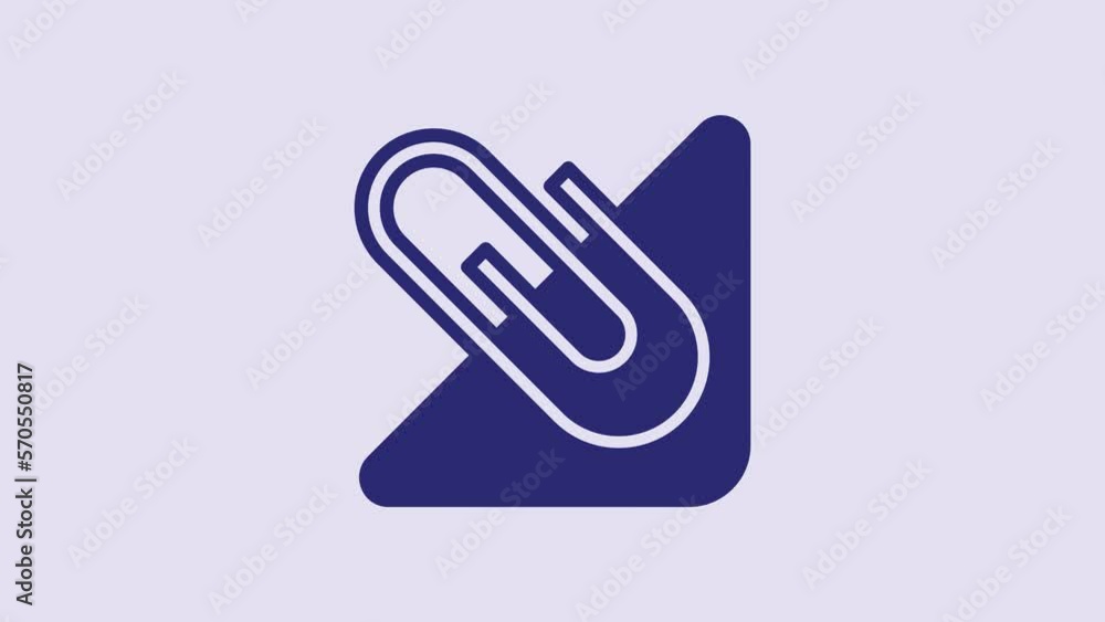 Blue Paper clip icon isolated on purple background. 4K Video motion graphic animation Blue Paper clip icon isolated on purple background. 4K Video motion graphic animation
