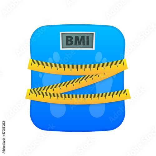 BMI or Body Mass Index. From underweight to extremely obese. Bmi medical and fitness chart.