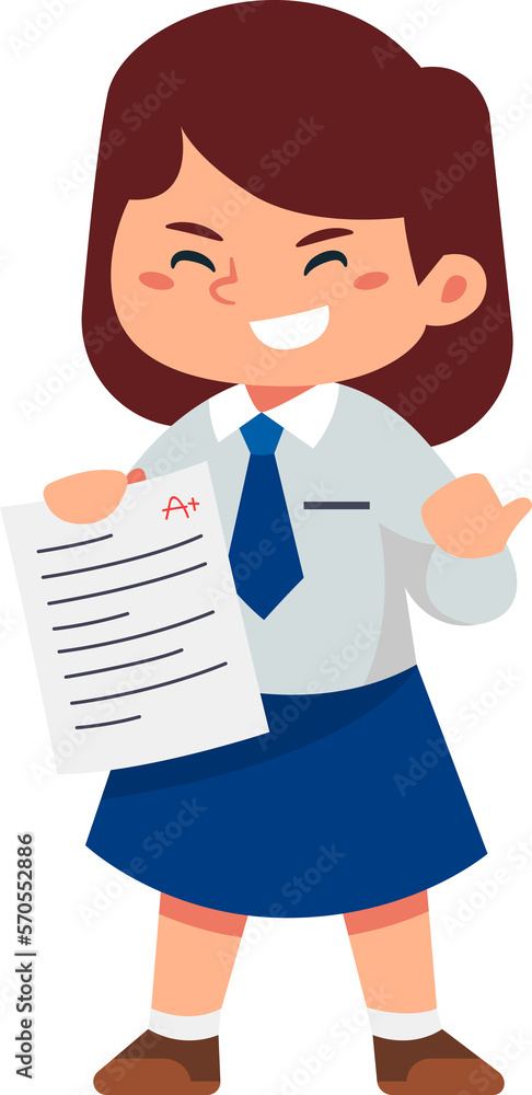 school girl student holding paper to present school girl student holding paper to present