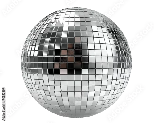Obraz Silver disco mirror ball cut out. Based on Generative AI