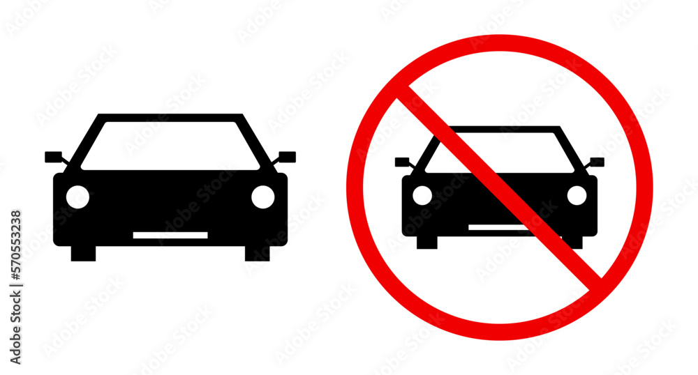 Car silhouette icon and no parking icon. Vector. Car silhouette icon and no parking icon. Vector.