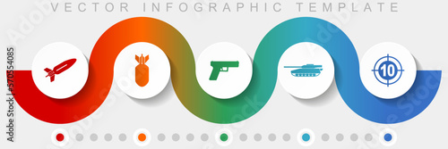 War infographic vector template with icon set, miscellaneous icons such as missle, bomb, gun, tank and target for webdesign and mobile applications