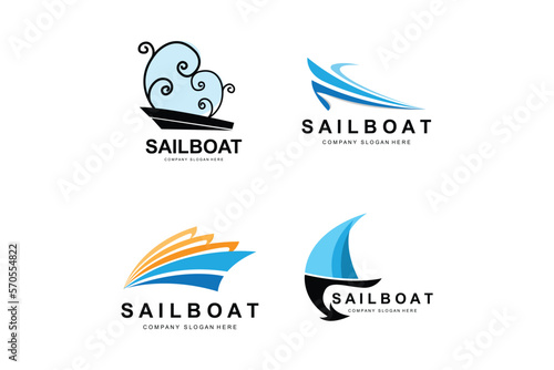 Sailboat Logo Design, Fishing Boat Illustration, Fishing Boat Company Brand Vector Icon, Boat Shop Design, Fish Shop, Transportation