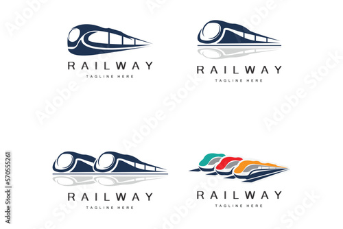 Train Logo Design. Fast Train Track Vector, Fast Transport Vehicle Illustration, Design Fit Locomotive Railroad Company Land Transportation And Fast Delivery