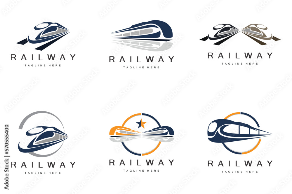 Train Logo Design. Fast Train Track Vector, Fast Transport Vehicle Illustration, Design Fit Locomotive Railroad Company Land Transportation And Fast Delivery Train Logo Design. Fast Train Track Vector, Fast Transport Vehicle Illustration, Design Fit Locomotive Railroad Company Land Transportation And Fast Delivery