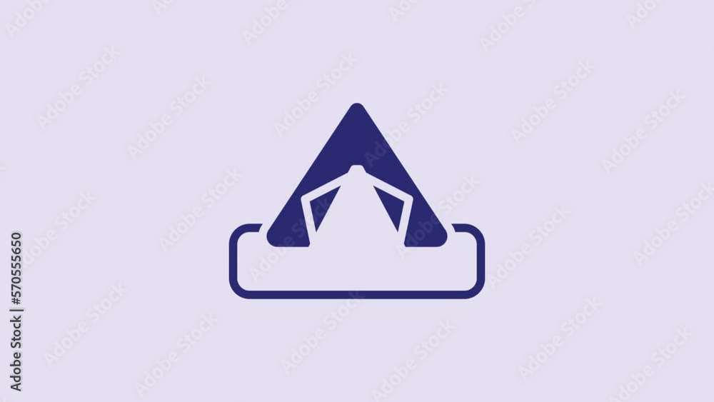 Blue Tourist tent icon isolated on purple background. Camping symbol. 4K Video motion graphic animation Blue Tourist tent icon isolated on purple background. Camping symbol. 4K Video motion graphic animation