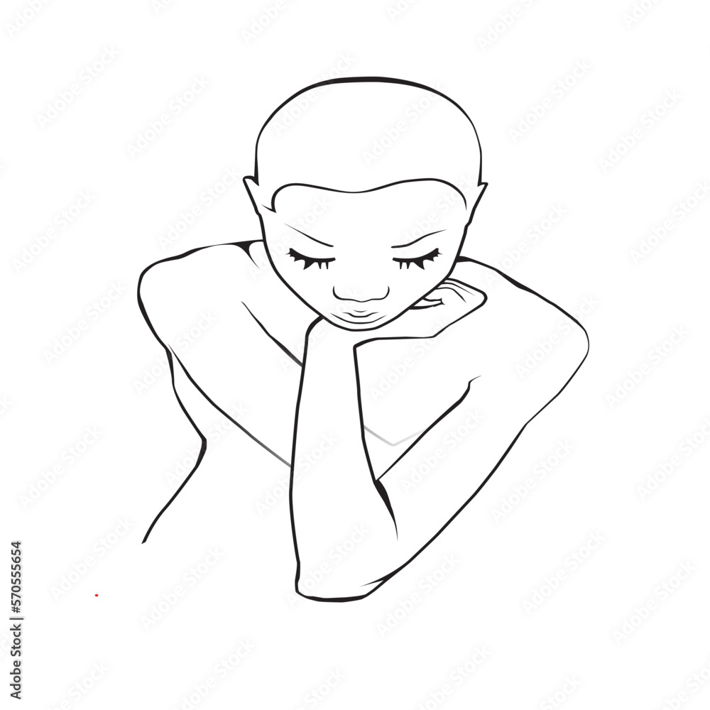 silhouette of a pensive person vector illustration