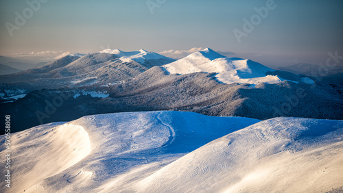 Fototapeta Naklejka Na Ścianę i Meble -  Winter mountain landscape. Bieszczady National Park, Carpathians, Poland.