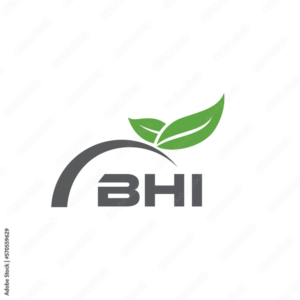 BHI letter nature logo design on white background. BHI creative initials letter leaf logo concept. BHI letter design. BHI letter nature logo design on white background. BHI creative initials letter leaf logo concept. BHI letter design.