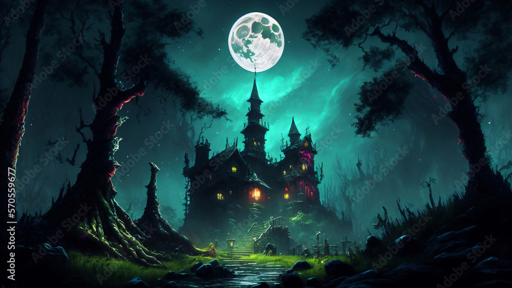 Haunted mansion, grim castle