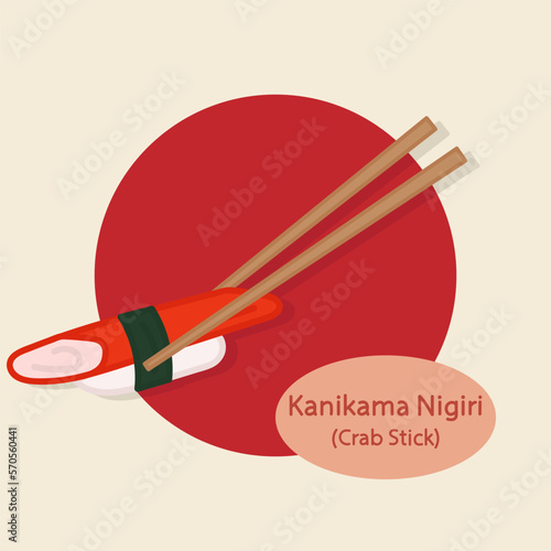 Kanikama Nigiri Crab sticks Sushi japanese food hand drawn food vector illustration