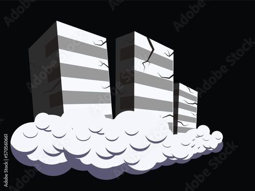 Buildings destroyed by earthquake vector