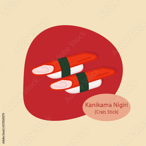 Kanikama Nigiri Crab sticks Sushi japanese food hand drawn food vector illustration