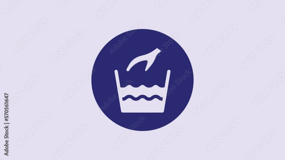 Blue Hand wash laundry icon isolated on purple background. 4K Video motion graphic animation Blue Hand wash laundry icon isolated on purple background. 4K Video motion graphic animation